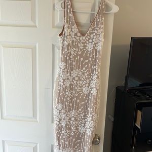 SHEIN white overlay sequin dress , size M